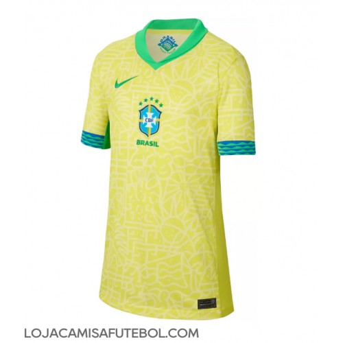 Camisa de Futebol Brasil Equipamento Principal Mulheres Copa America 2024 Manga Curta